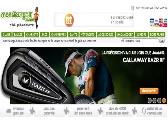 Monsieur Golf : 10€ de remise immédiate sur tout le site