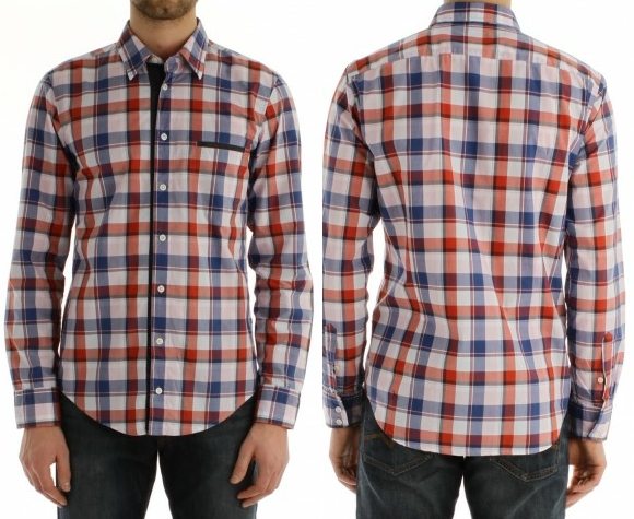 Chemise homme à carreaux rouge et bleus Boss Orange type bucheron