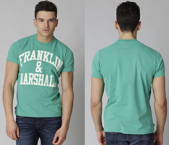 Tee shirt col rond vert Franklin & Marshall