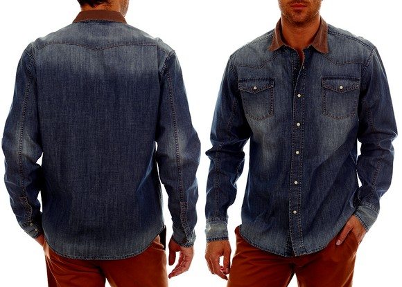 Chemise homme en toile denim