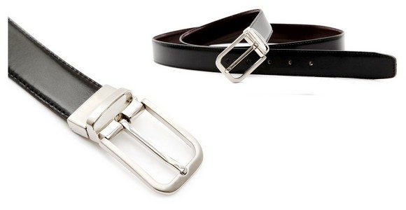 Ceinture réversible en cuir noir et marron Menlook Label