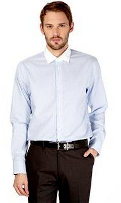 Chemise col blanc à rayures bleues Calvin Klein