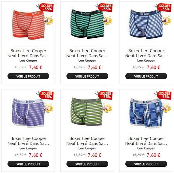 Boxers Lee Cooper pas chers