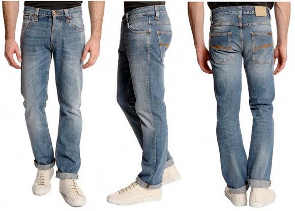 Jean homme coupe droit bleu délavé Nudie Jeans