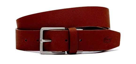 Ceinture en cuir de vachette marron Lacoste