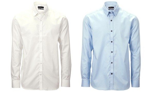 Chemise slim cintrée blanche et bleue Selected