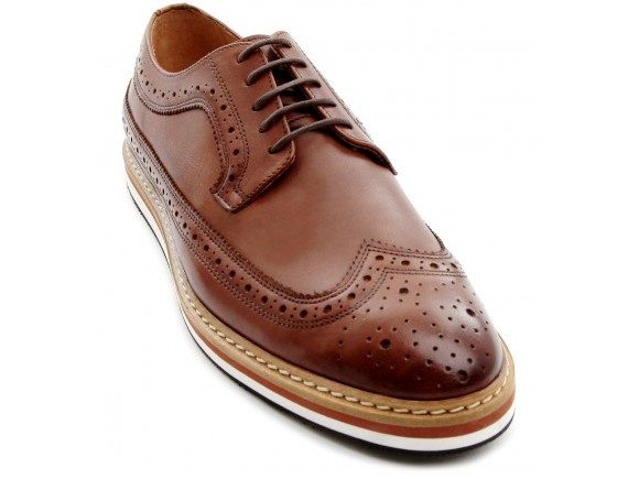 Derbies bout fleuri en cuir marron Selected