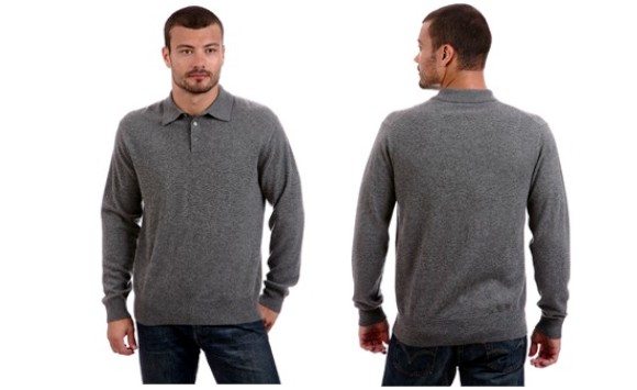 Polo homme en cachemire gris L'empire du Cachemire