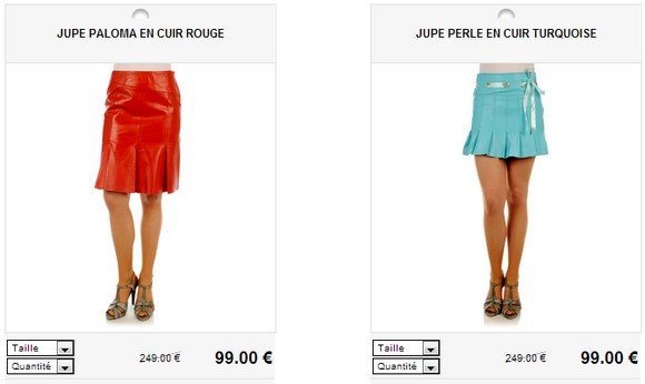 Jupe en cuir de couleur