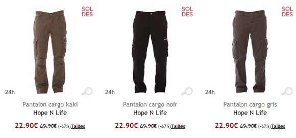 Pantalon cargo en soldes