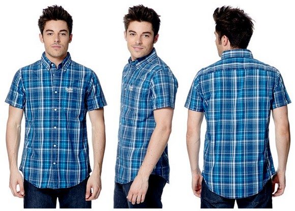 Chemise homme a carreaux bleus