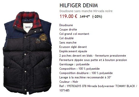 Doudoune sans manche Tommy Hilfiger Denim