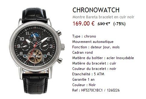 Montre automatique Chronowatch Bareta