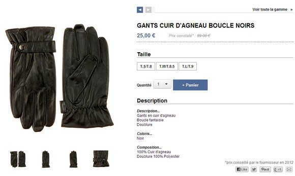 Gants noirs en cuir d'agneau