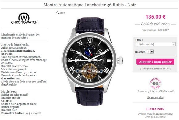 Montre automatique en cuir Chronowatch