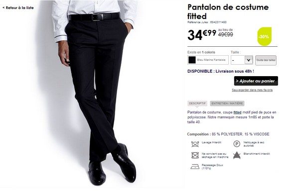 Pantalon de costume homme