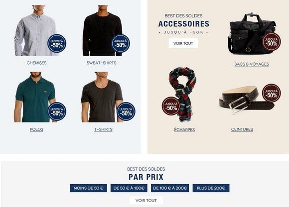 Soldes vetements et accessoires mode homme