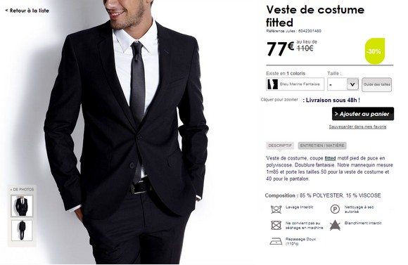 Veste de costume homme