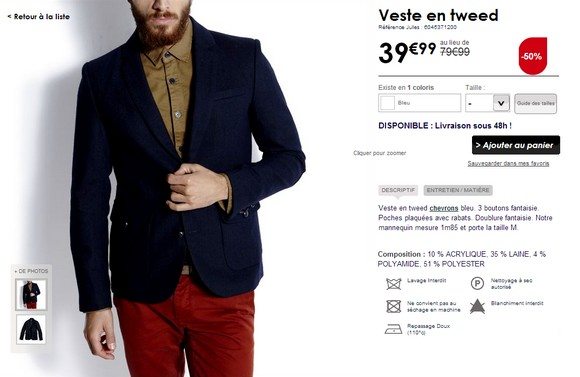 Veste homme en tweed