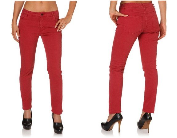 pantalon femme coton rouge