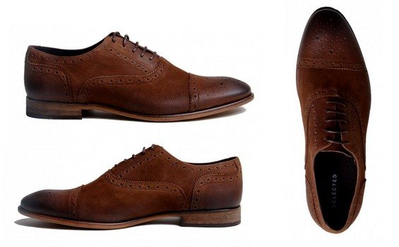 chaussures en cuir marron selected