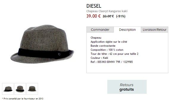 chapeau homme diesel