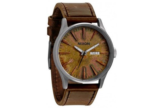 montre nixon sentry leather oxyde