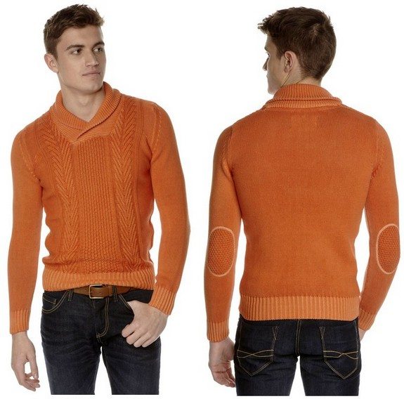 pull col chale orange coupe slim celio