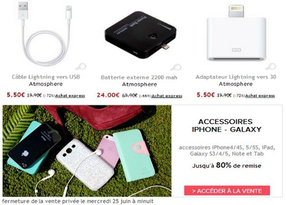 Vente Privée d’Accessoires Iphone et Galaxy