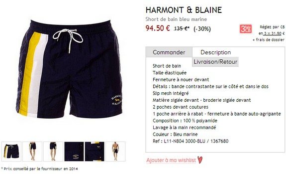 short de bain en soldes