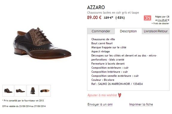 chaussures en cuir azzaro