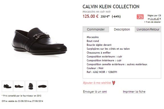 mocassins en cuir noir calvin klein