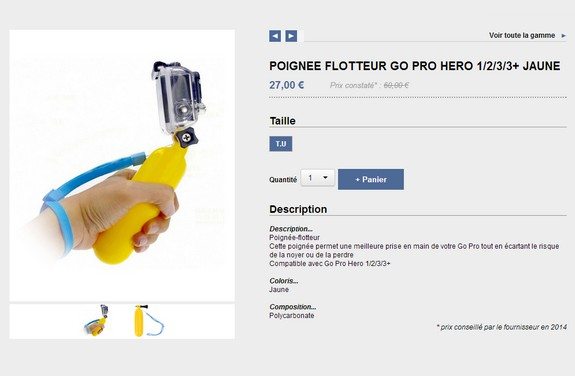 poignee flotteur go pro hero