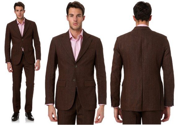 costume homme marron en lin lucas delli