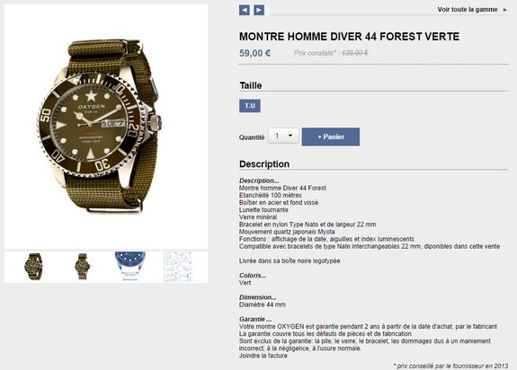 montre homme oxygen diver 44 forest