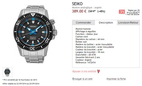 montre seiko bleue