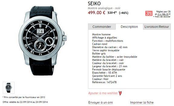 montre seiko chic