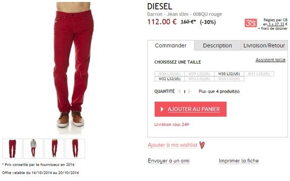 jean rouge diesel