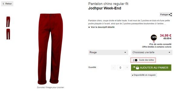 pantalon chino rouge jodhpur
