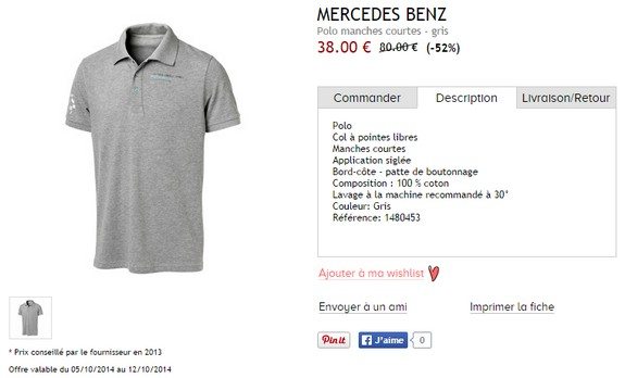 polo manches courtes mercedes benz