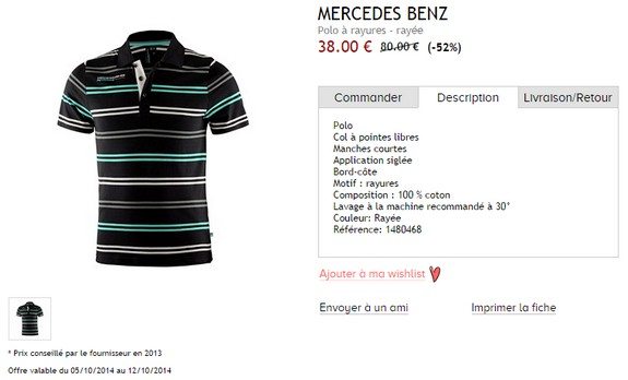 polo mercedes benz a rayures