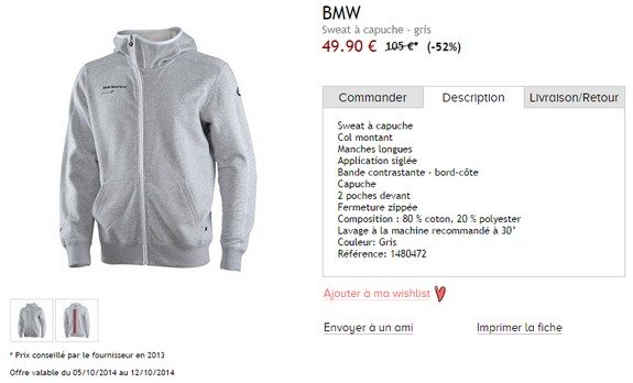 sweat bmw a capuche