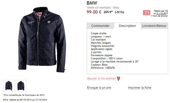 veste bmw col montant