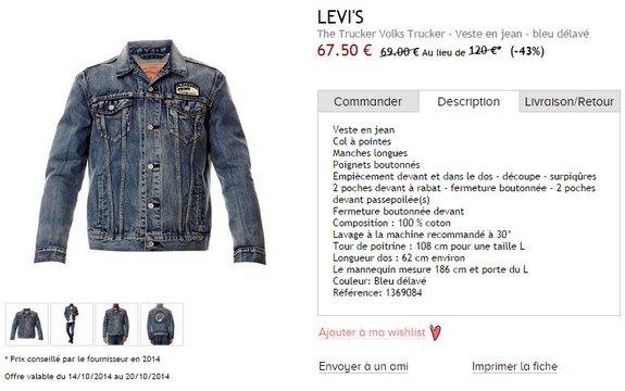 veste en jean levis