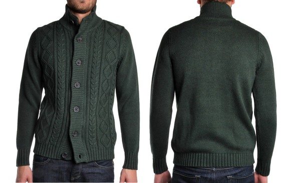 cardigan vert en maille torsadée selected