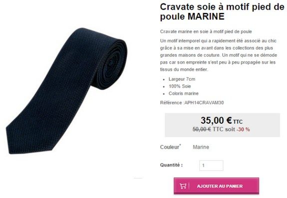 cravate bleu marine en soie