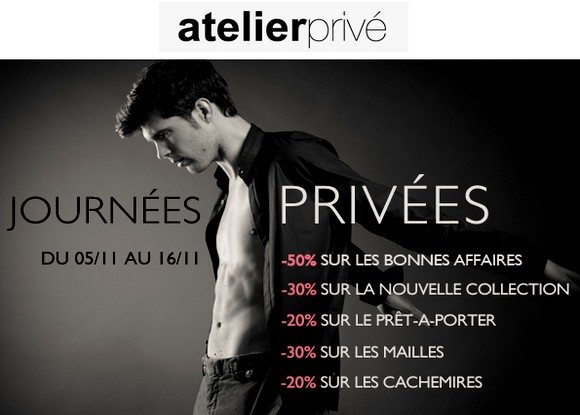 Vente Privée Atelier Privé jusqu’à -50% !!