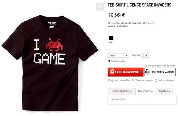 t-shirt space invaders celio