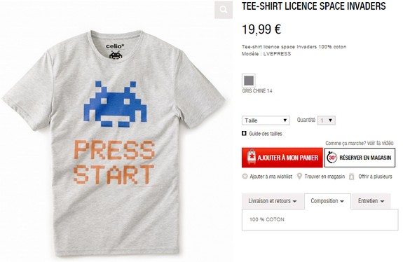 tshirt homme space invaders celio