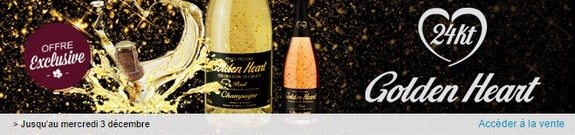 vente privee champagne coeur or 24 carats golden heart